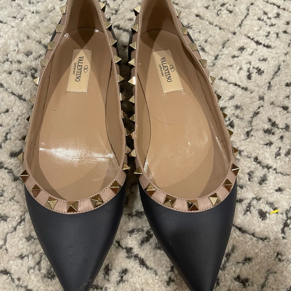 Classic Valentino navy stud flats size 37